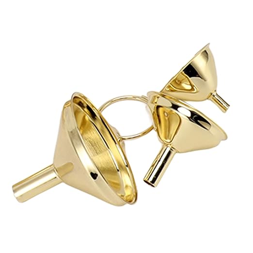 Estink 3-Piece Golden Stainless Steel Funnel Set, Multi-Size Kitchen Tools for Liquids and Oils, Gold Finish