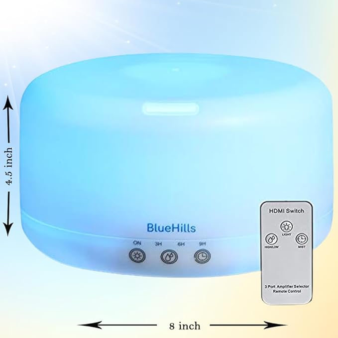 BlueHills Premium Set of Two Large 2000 ML XL and 1000 ML Round Essential Oil Diffusers Humidifier Combo for Large Room Home with Décor LED Lights Great Gift – Value Pack of White