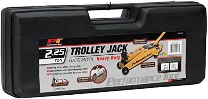 Performance Tool W1611 2.25 Ton (4,500 lbs.) Capacity Trolley Jack with Case