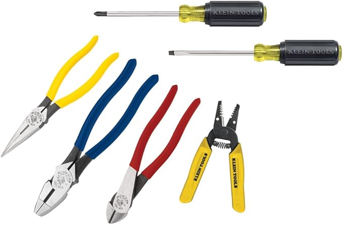 Klein Tools 92906 Tool Set, Basic Kit has Klein Hand Tools for Apprentice or Home: Pliers, Wire Stripper / Cutter, Screwdrivers, 6-Piece
