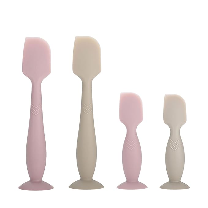 Baby Diaper Cream Spatula Applicator, 4 Pack Butt Paste Spatula Diaper Cream Brush for Newborn Baby, 2 Large and 2 Mini Sizes (Pink, gray)