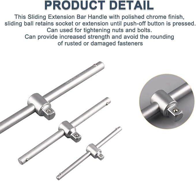 Utoolmart 1/4 Inch Drive Sliding Wrench Breaker Bar Adjustable T-Handle Socket Hand Tool 1Pcs
