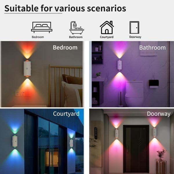 Rechargeable LED Wall Lamp Magnetic Motion Sensor Dimmable Stick on Night Light for Bedroom Closet Under Cabinet Lighting (2, White)