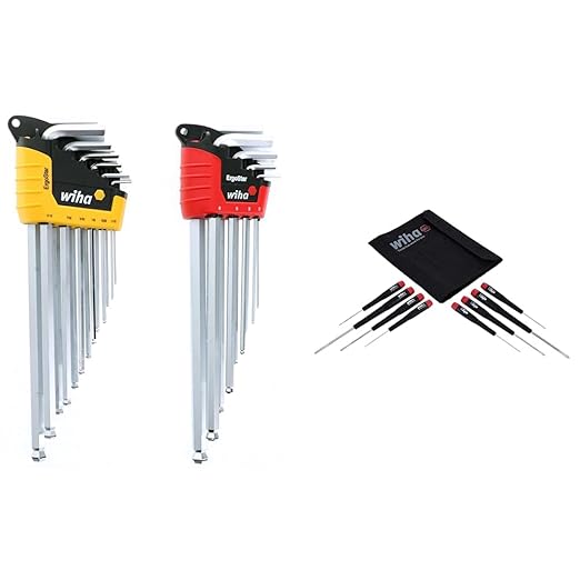Wiha 66992 22pc Ball End Hex L-Key Set With MagicRing 26199 8pc Slotted & Phillips Screwdriver Set
