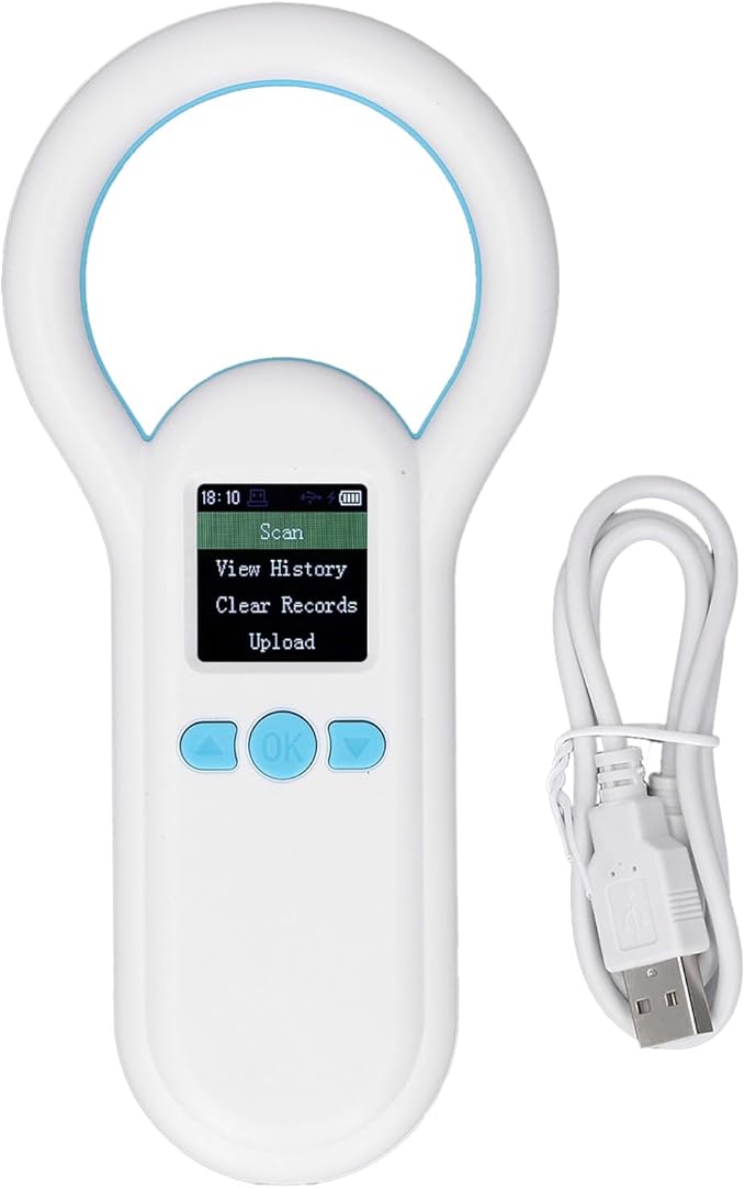 Yctze S20 Pet Microchip Scanner, 1.44 Inch TFT Display Reader, ISO11784 11785 FDX B ID64 Scanner with 500 Records Storage & USB Upload, Ideal for Dogs, Cats & Animal Management