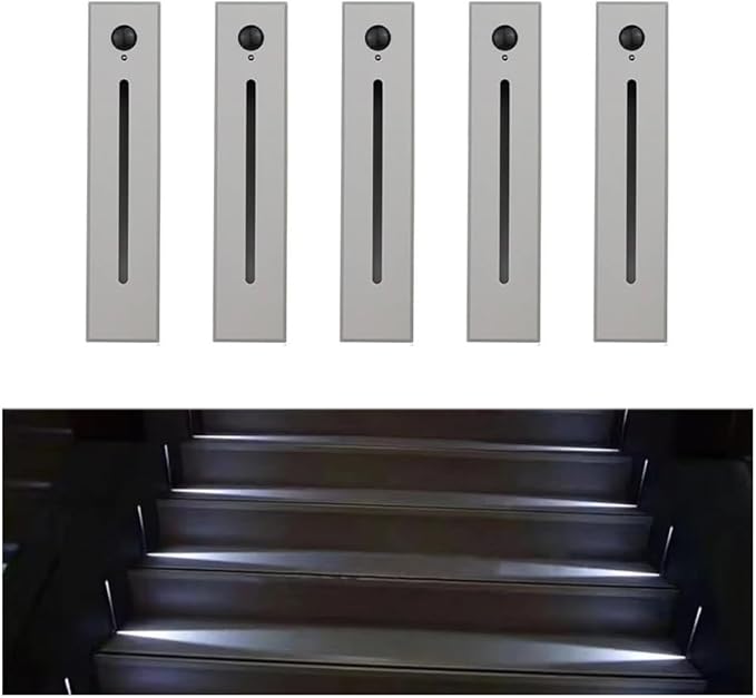 5Pcs Motion Sensor Stair Lights Embedded LED Step Lights, 3W AC85-265V Waterproof Recessed Light Fixtures for House/Wall Cavity/Hallway/Stair/Corner/Decks 4000K Sand Gray