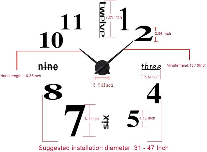 FASHION in THE CITY Large Frameless 3D DIY Mirror Surface Wall Clocks Modern Design for Living Room Bedroom Home Office Kids Room Hotel Coffee Hall Bar Wall Decoration