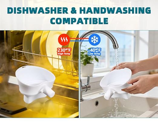 2-Pack Stand Mixer Funnel Set with Scraper | Upgraded Funnels & Extended Measuring Cup for 4.5-7 Quart Mixers | Effortless Pouring, Scraping & Cleaning Kit
