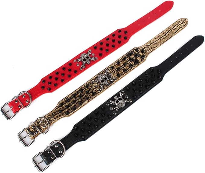 Serijoars Spiked Studded Dog Collar, PU Leather Dog Collar, Adjustable Pet Collars for Medium or Large Breed Pet (S, Leopard2)