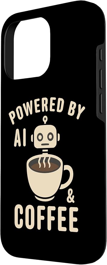 Powered by AI and Coffee Robot Case for iPhone 16 Pro