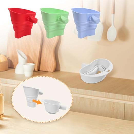 Flour Funnel for Kitchen Aid&Cream Scraper Set, Silicone Food-Grade | Stand Mixer | Leak-Proof Large Capacity Collapsible Design (Blue, Ordinary * 1 + Extended * 1 + Cream Scraper Set)