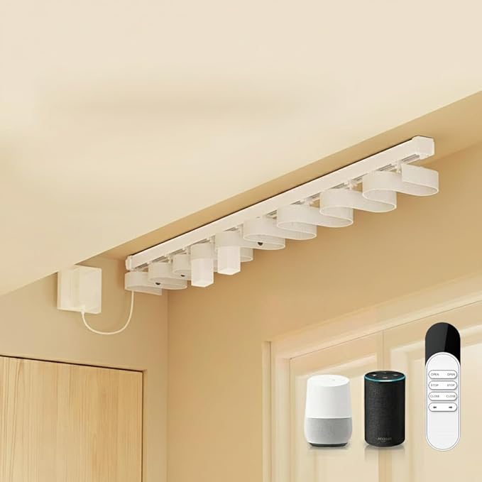 Dual Motor WiFi Smart Curtain Track System, Ripple Fold Electric Drapery Rods, Independent Left Right Control Day Night Curtains, Compatible with Alexa & Google Home (7 meters (275.6 inches))
