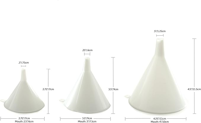 Norpro Plastic Funnel, Set of 3, Set of Three, White