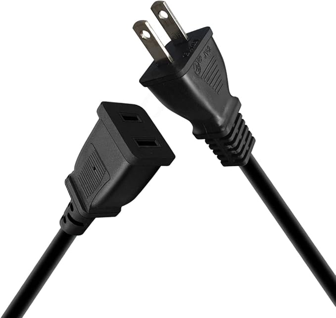 Toptekits (5ft/1.5m) USA Outlet Saver Power Extension Cord Cable 125V 15A 2-Prong 2 Outlets for NEMA 5-15P to NEMA 5-15R