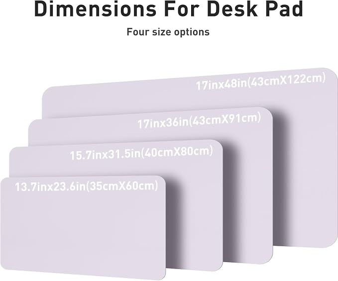 Aothia Large PU Leather Desk Pad Protector – Non-Slip Mouse Pad & Writing Mat for Office/Home, Waterproof, Easy to Clean (48" x 17", Soft Lavender)