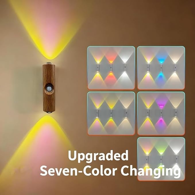 2026 New Rechargeable Smart LED Motion Sensor Ambient Light, RGB Gradient Ambient Light, Punch Free Magnetic Color Chang Motion Sensor Lights Stairs for Wardrobe, Cabinet (3 Colors*1)