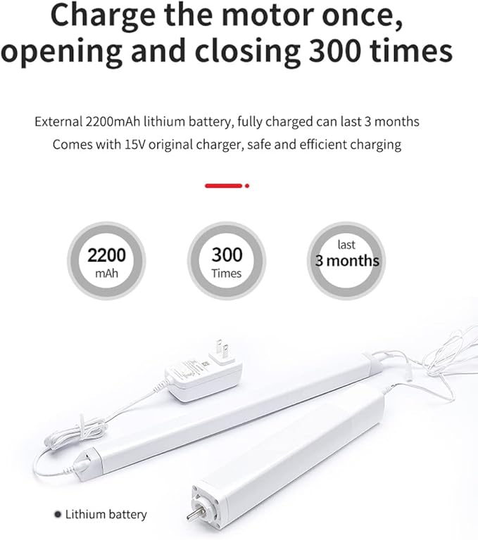 Rechargeable Motorized Curtain Tracks,Remote Control Smart Motorized Curtain Rail, Smart Curtain Opener Curtain Rod Compatible with Alexa Google Home (WiFi Motor—3M (118in) Track)