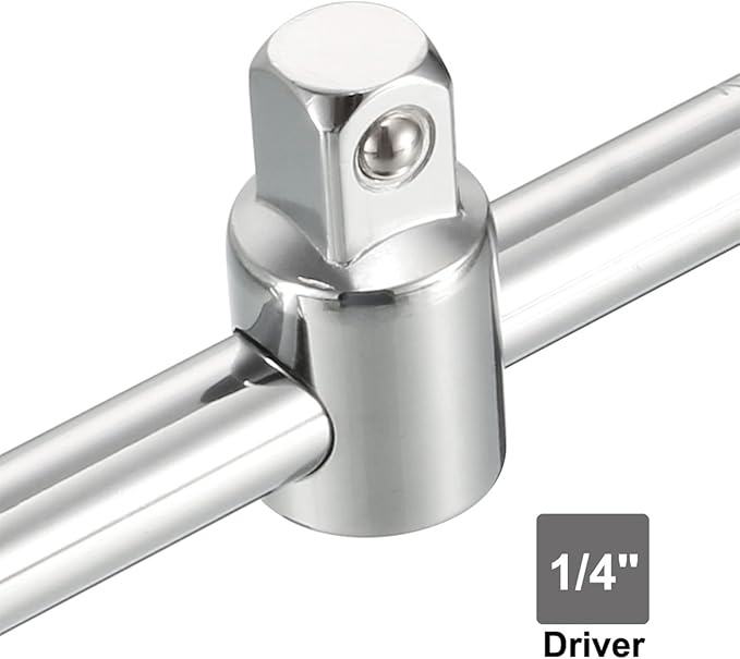 uxcell 1/4" Drive Socket Breaker L Shape Extension Bar Wrench,Sliding Wrench Breaker Bar Adjustable T-Handle Socket Hand Tool