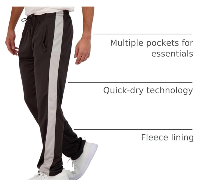 3 Pack Men's Mesh Open Bottom Sweatpants Active Athletic Workout Gym Pocket | Available in Big & Tall, Uncuffed, Elastic Waistband, Drawstring, Straight Leg, Running, Jogging, Exercise, Training, Sports