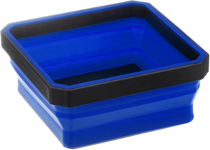 HARFINGTON Collapsible Magnetic Parts Tray Foldable Tool Trays Square Small Metal Parts Organiser for Fixing Screw Bolts Nuts Washers Pins, Blue