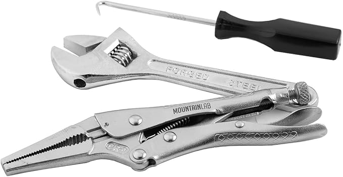 Backcountry Tool Kit-Compact Lightweight Repair Set in EVA Protective Case for Snowmobile, ATV, UTV, Dirtbike METRIC/SAE Wrenches and Mini 1/4" Ratchet, Locking Pliers, Spring Puller Tool