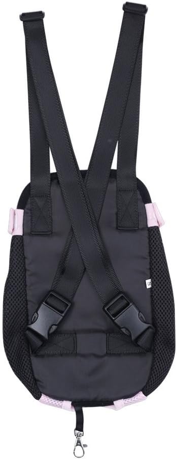 Pet Dog Puppy Cat Carrier Five Holes Backpack Double Shoulder Straps Canvas Cotton Front Chest Backpack Bag(Black, Medium)