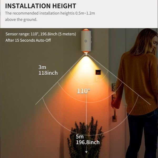 Rechargeable LED Wall Lamp Magnetic Motion Sensor Dimmable Stick on Night Light for Bedroom Closet Under Cabinet Lighting (4, White)