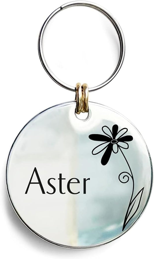 Cats Dogs ID Tags Personalized Engraving Birth Flowers Pattern for Custom Pets Collar Accessories 316L Stainless Steel Medium Round Name Plate