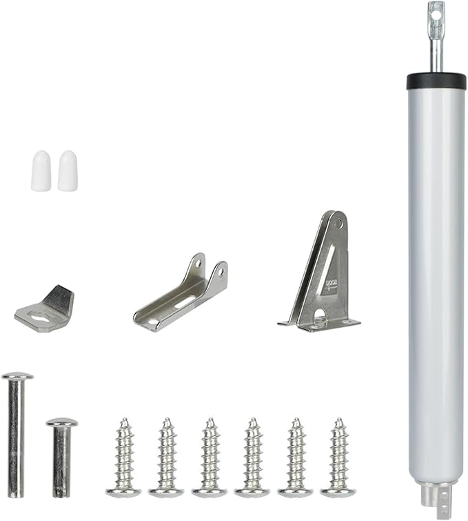 Automatic Door Closers, 25-45KG Gas Spring Automatic Door Closer Mute 90 Degrees Within The Positioning Stop Adjustable Buffer Force Soft Closing Device Door Opener(Type a Sand Silver)