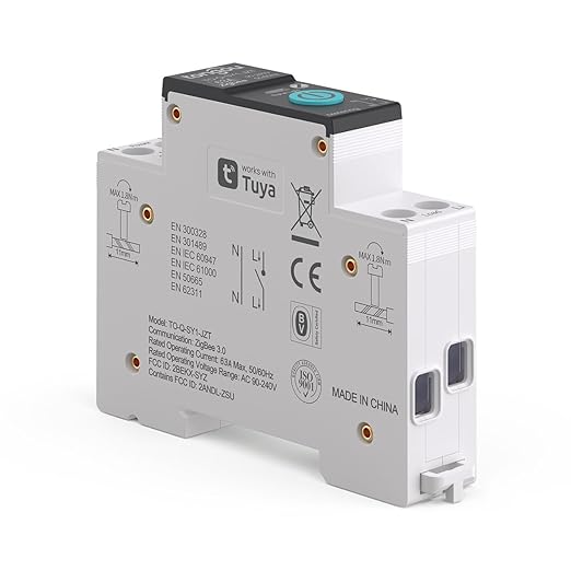 ZigBee DIY Smart Switch 63A| DIN Rail Switch| 1P+N 90-240VAC| Real-time Power Monitoring| Remote Control and Set Timer for Home Automation| Support Tuya/Smart Life| Voice Control| FCC Certified