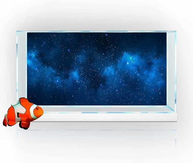 30X12IN Starry Aquarium Background, Art Starry Fish Tank Decorations Background, with 8 EVA Double-Sided Tape