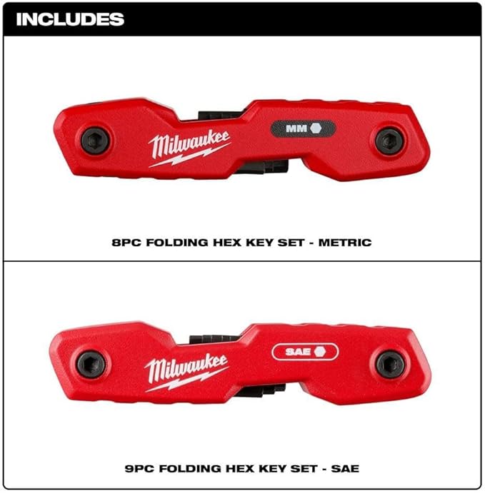 Milwaukee Electric - 17-Key Folding HEX Key Sets - SAE/Metric