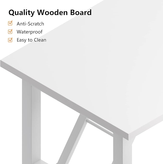 Need Home Office Desk - 62 Inches Large Computer Desk Sturdy Black Table Foldable Desk Gaming Computer Table No Assembly Required AC5DW(157.5 * 60) | White Frame Writing Gaming Work Table/Foldable Home Office Desk/Sewing Table, No Assembly Required