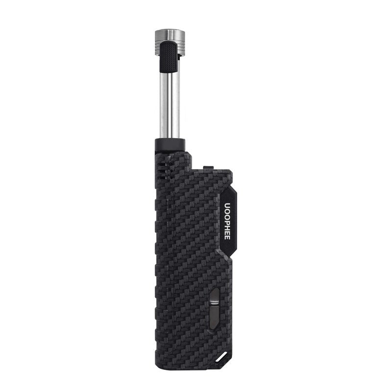 Torch Lighter with Flame Lock, Windproof Butane Lighter Refillable Single Jet Flame, 7.63" Extended Long for Candle, Camping, Grill, BBQ, Fireworks (Butane not Included) Black
