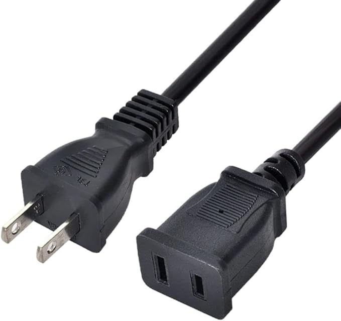 Toptekits (1.6ft/0.5m) USA Outlet Saver Power Extension Cord Cable 125V 10A 2-Prong 2 Outlets for NEMA 5-15P to NEMA 5-15R,Nice Short Little Extension