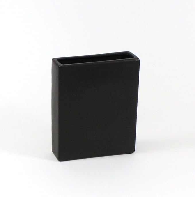 WGV Rectangle Block Ceramic Vase 8" x 2.5" x 10"H Black Tall Narrow Planter Terrarium Floral Centerpiece for Wedding Event Home Decor 1 Piece