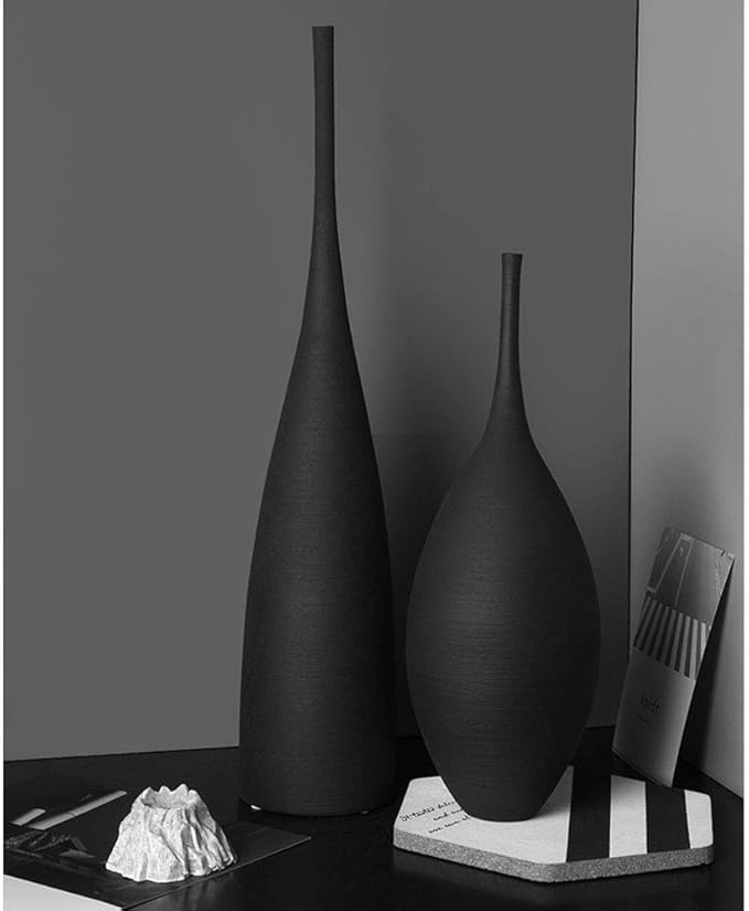 White Black Ceramic Vase Set, Modern Minimalist Ornaments Living Room Home Decor Decoration,D