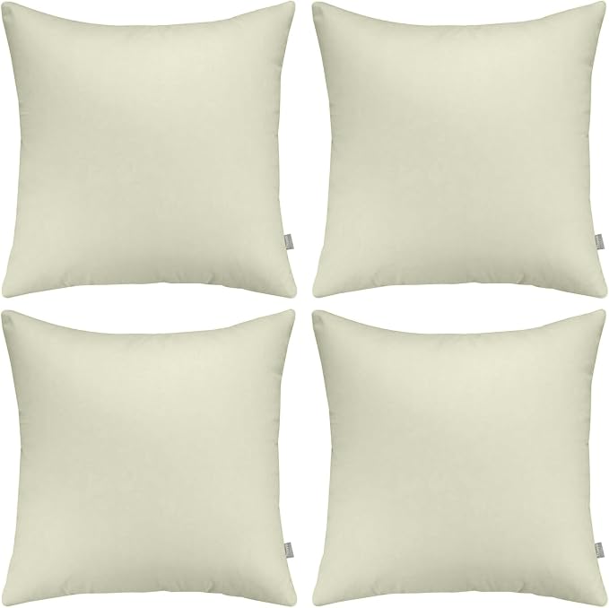 Thmyo 4-Pack 100% Cotton Comfortable Solid Decorative Throw Pillow Case Square Cushion Cover Pillowcase Sublimation Blank Pillow Covers DIY Throw Pillowcase for Sofa Bedroom(22x22 inch/ 55x55cm,Beige)