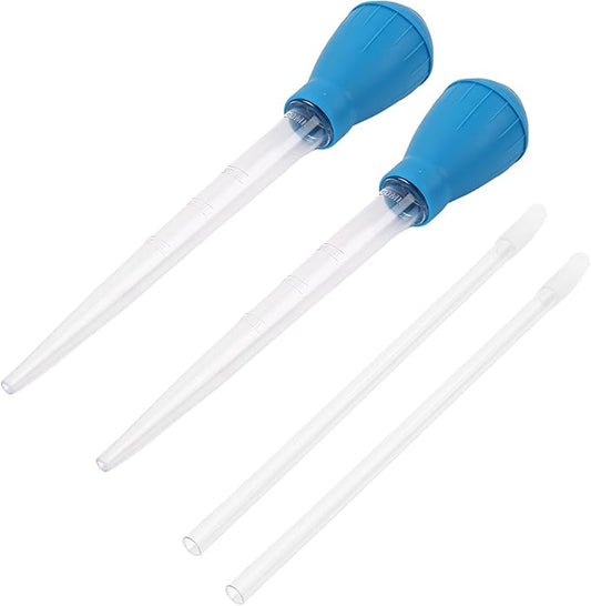 2Pcs Manual Fish Tank Cleaning Tools,30ml Aquarium Water Changer,21 Inches Multifunction Siphon Dropper for Fish Bowl Waste Remover,Aquarium Bottom Gravel Waste Clean,Coral Feeder(Blue)
