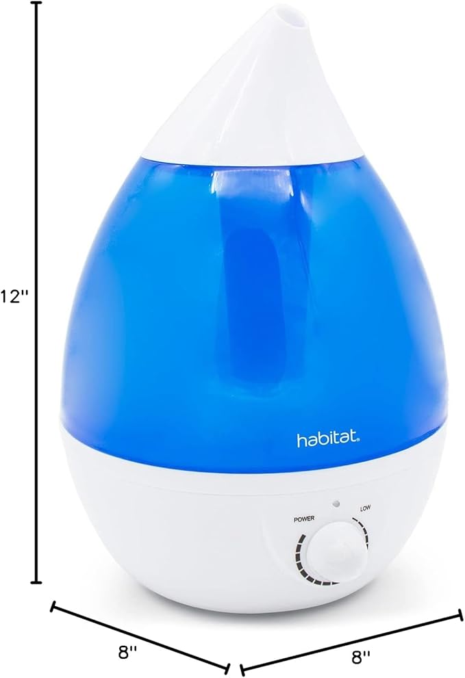 Habitat Cool Mist Ultrasonic Humidifier with Large 2.5L Tank, Whisper Quiet Humidifier with LED Light for Bedroom, 24 Hours of Continuous Mist, Blue (Pack of 12)