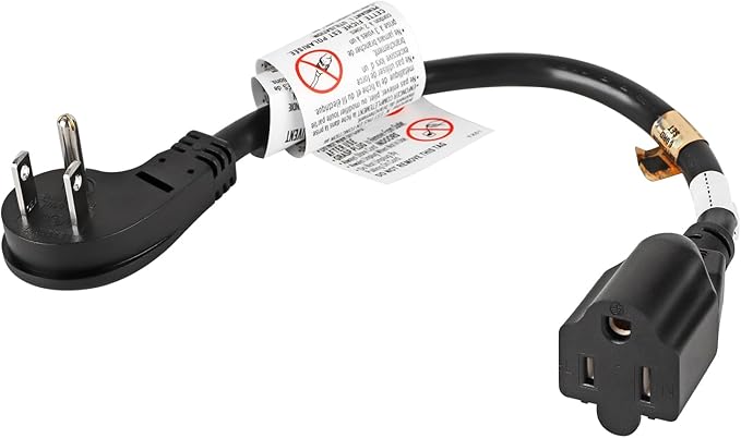 VSEER 1Feet 1625W 13A UL SJT 16AWG Flat Plug Heavy Duty Extension Cord Outlet Saver 3-Prong Grounded Short 90 Degree Angle Adapter Power Extension Cord,UL Listed (Black, 1 Pack)