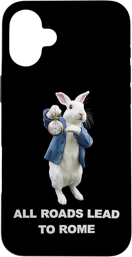 Funny AI Rabbit Meme Tshirt - All Roads Lead to Rome Humor Case for iPhone 16 Plus