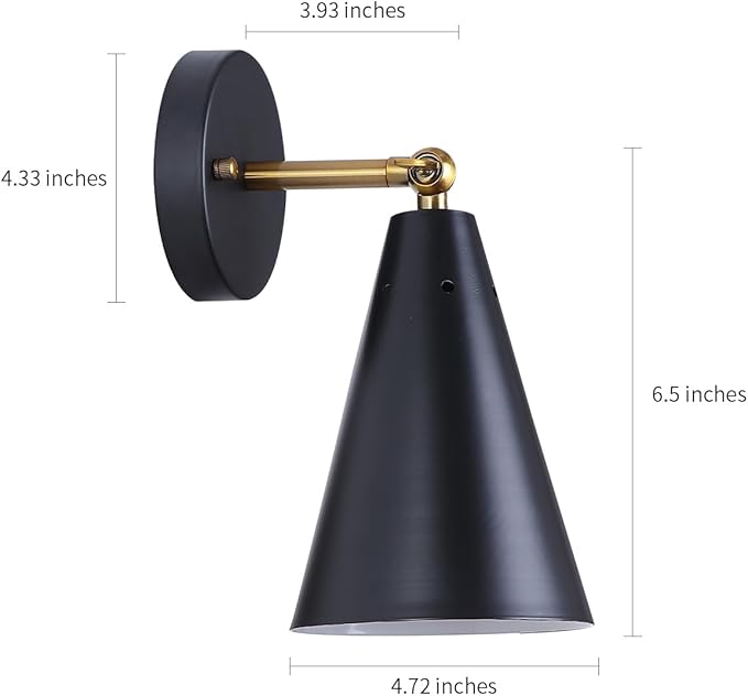 MWZ Modern Black Wall Sconces Lighting, 2 Pack Gold Rustic Lamp Fixture Farmhouse Simplicity Bronze Finish Arm Swing Industrial Wall Lights for Bedroom,Living Room,Reading,Kitchen