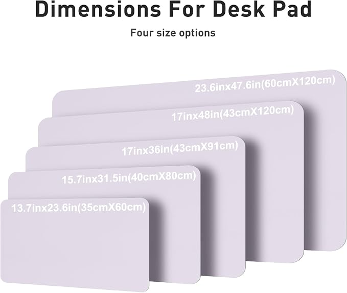 Aothia Faux Leather Desk Mat – Large Mouse Pad, Non-Slip PU Leather Blotter, Waterproof Writing Surface for Office and Home (Soft Lavender, 47.2" x 23.6")