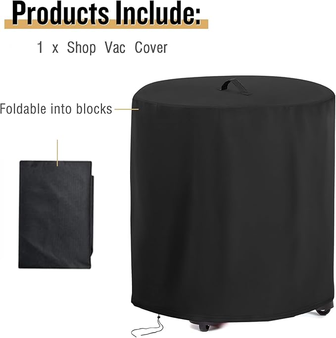 Kingling Cover for Shop Vac, Wet and Dry Shop Vacuum Cleaners Dust Cover Protection for 6 Gallon Shop Wet Dry Vacuums Black - 16''D x 20.8''H