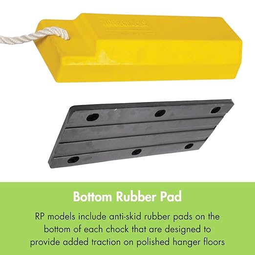 Checkers 12" Airplane Chocks, Aviation Wheel Chocks for Small to Mid-Sized Aircraft, Roped Pair Tire Chock for Polished Hangar Floors, Durable Lightweight Urethane, Yellow, AC3512-RP-P