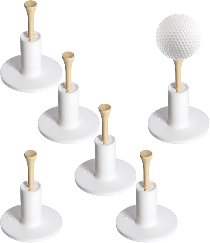 Golf Rubber Tee Holder Set for Driving Range 6 Set Golf Practice Mat Golfs Tees Practice for Golfs Hitting Mats Outdoor Indoor 1.5 Inch White Tee Holder for Hitting Mats Artificial Turf Golfe Mat