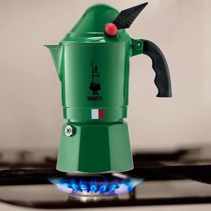 Bialetti Moka Express Alpina Stovetop Espresso Maker – Iconic Italian Moka Pot for Espresso Coffee, 3 Espresso Cups (4.3 oz / 130 mL), Aluminum, Green