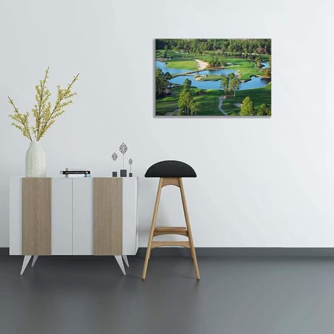chenchenArt King's North Golf Course Wall Art for Living Room Bedroom Bathroom Home Decorations Myrtle Beach National Club Picture Canvas Prints Modern Artwork Framed Ready to Hang(24''H x 36''W)