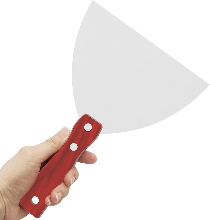 Putty Knife, 2PCS 6 Inch Stainless Steel Scraper Tool, Wooden Handle Metal Spackle Knives for Drywall, Decals, Wall Paper, Floor Tile, Patching, Painting, Taping, Scraping Coating